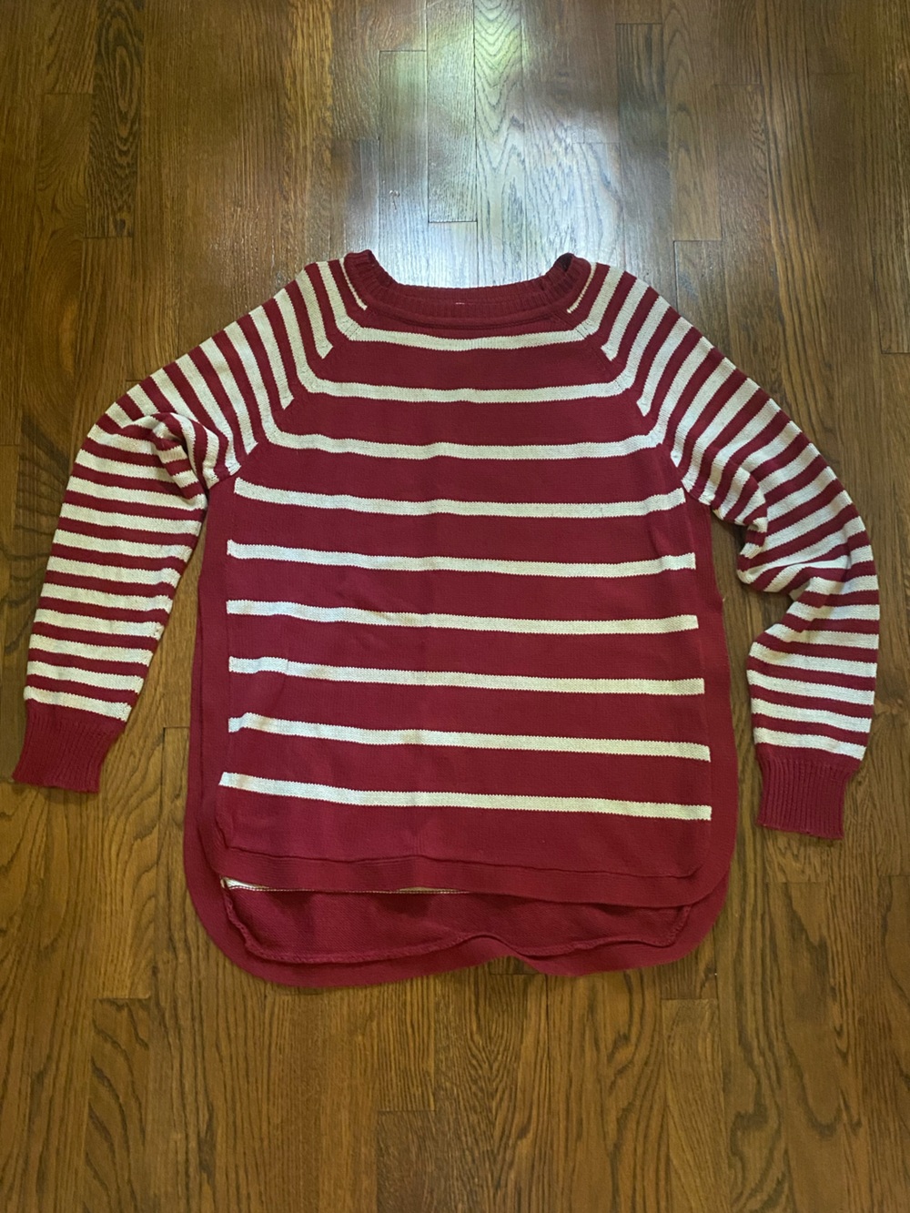 RD Style Red Stripe Women’s Open sides Tunic Sweater Sz XL Long sleeve top